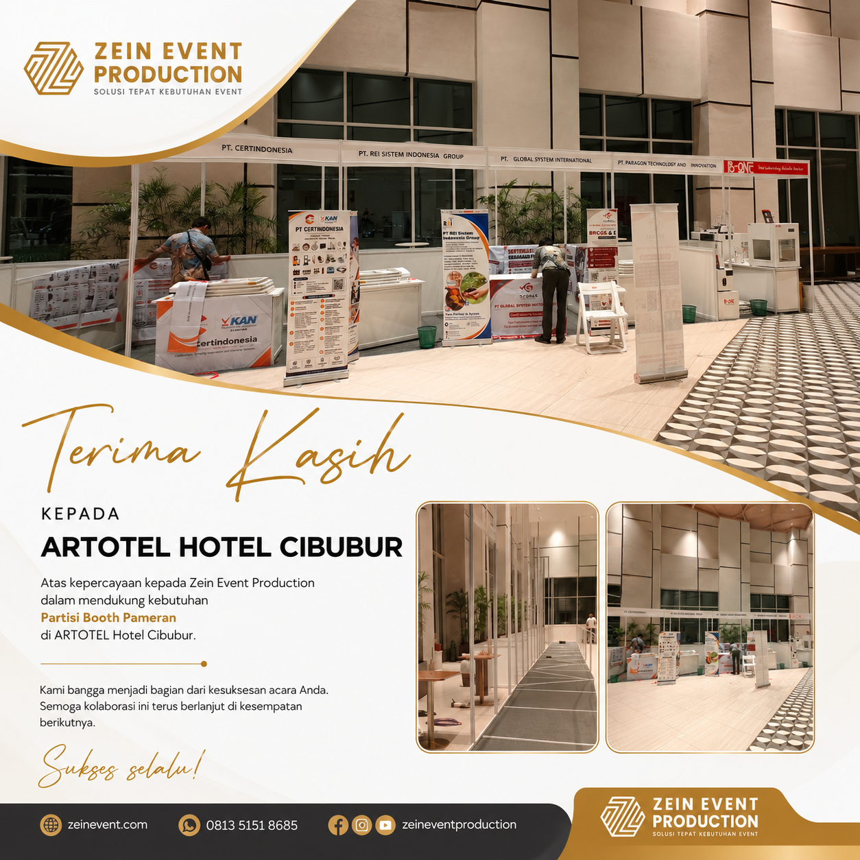 pemasangan partisi booth pameran di ARTOTEL Hotel Cibubur