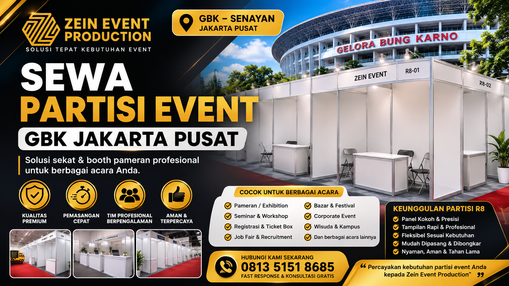 Sewa Partisi Event GBK Jakarta Pusat Booth & Sekat Acara Profesional