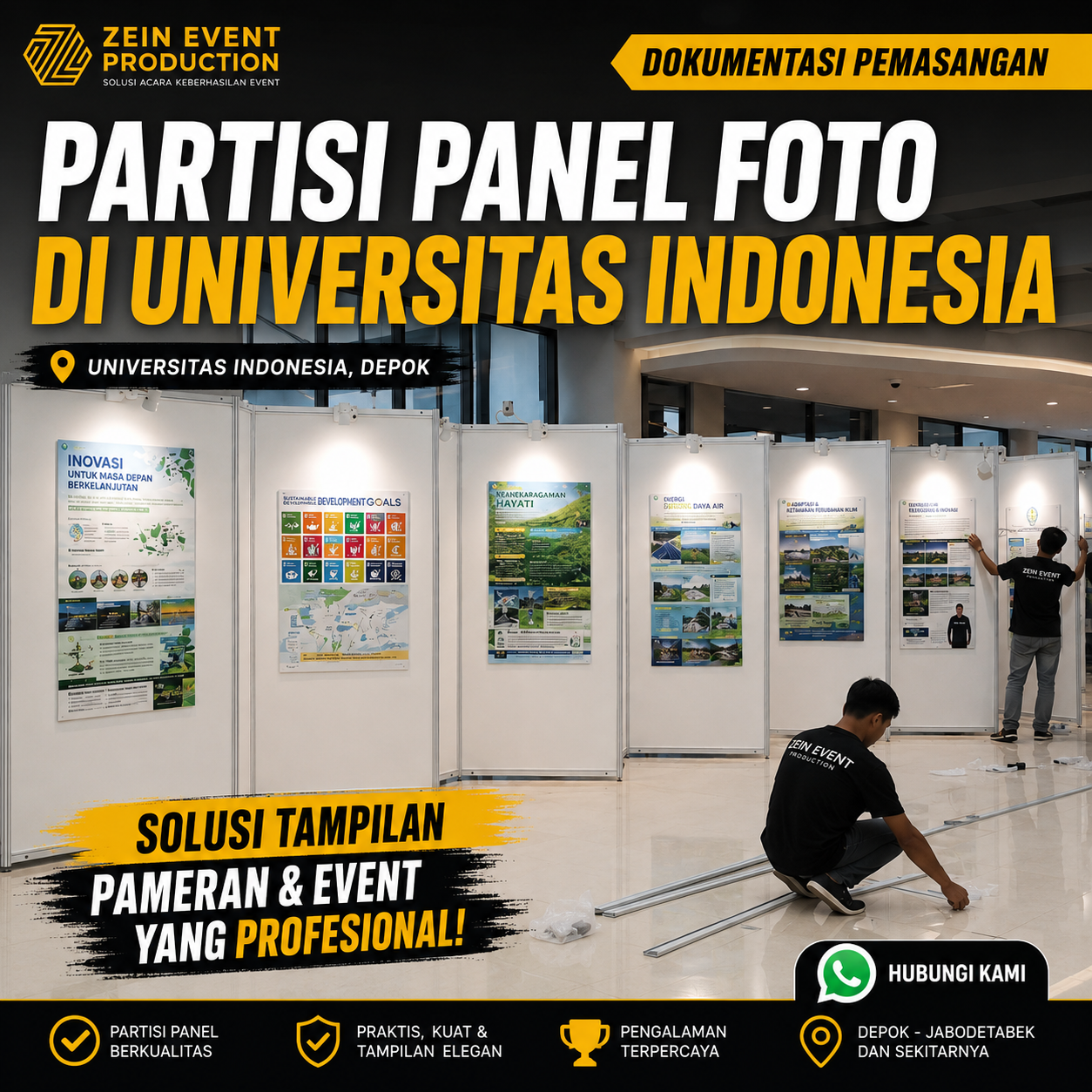 Pemasangan Partisi Panel Foto di UI
