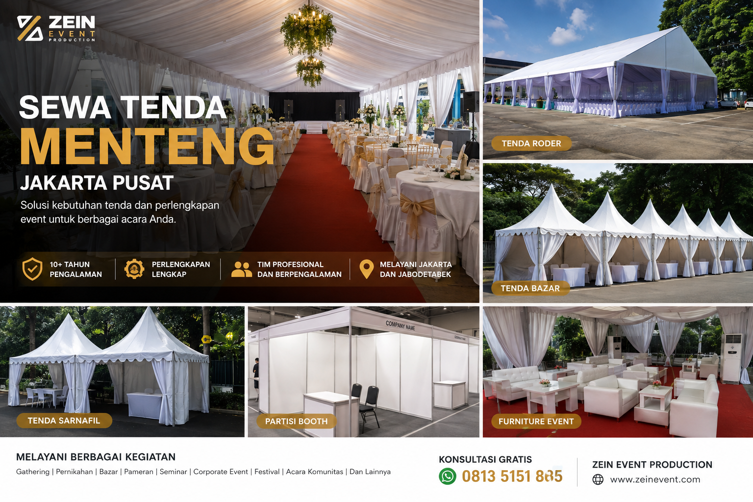 Sewa tenda Menteng Jakarta Pusat untuk event, gathering, bazar dan pameran