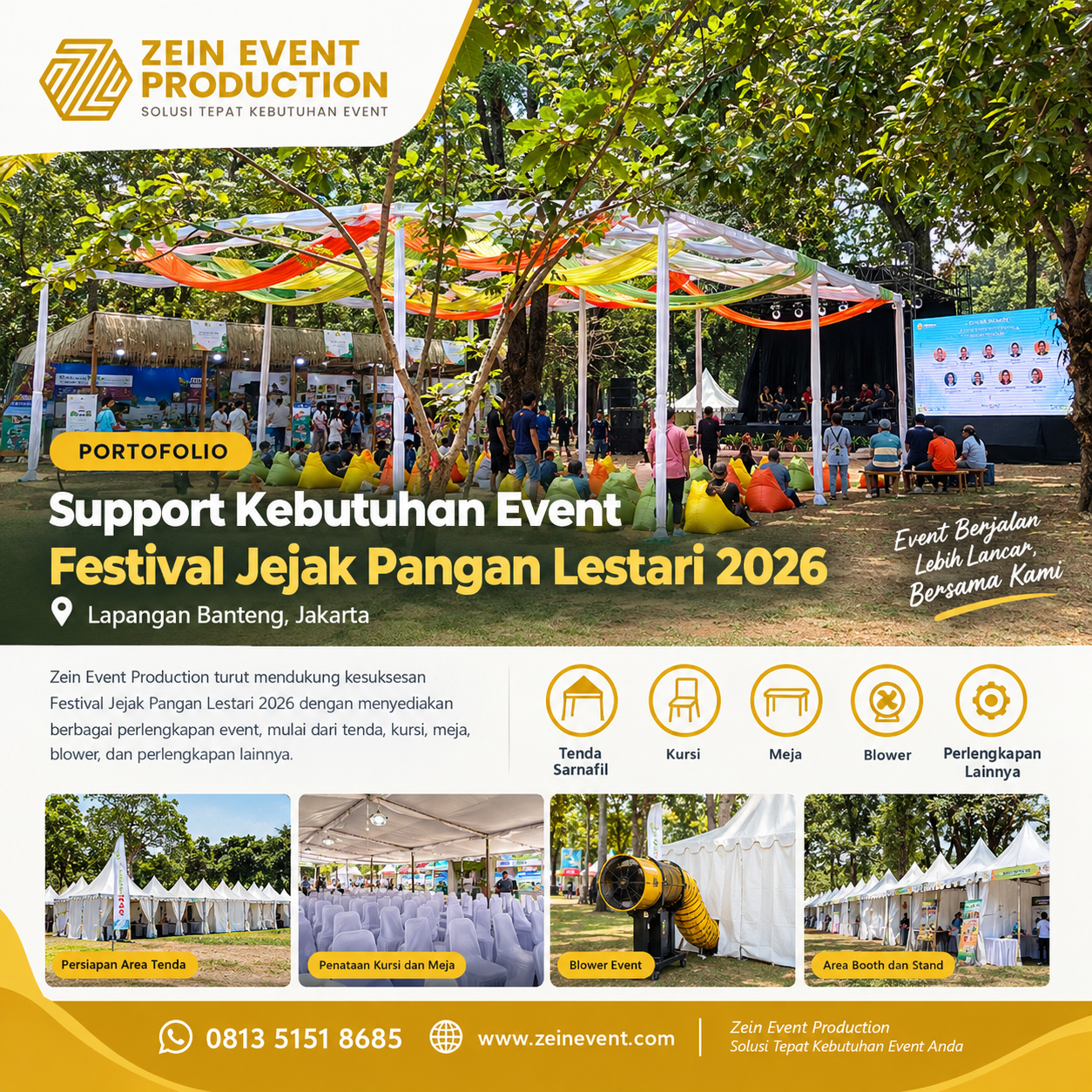 Zein Event Production support kebutuhan Festival Jejak Pangan Lestari 2026 di Lapangan Banteng Jakarta